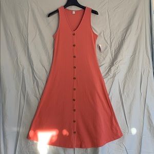 Old navy pink midi dress with brown buttons
